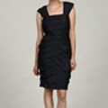 London Times Women's Navy Ruffle Dress