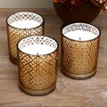 Flameless LED Candles with Amber Mercury Glass Tumblers, Timer and Gift Boxes