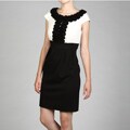 Jessica Howard Women's Ivory/ Black Cap-sleeve Ruffle Dress