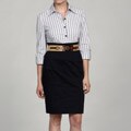 Jessica Howard Women's 3/4-Sleeve Belted Dress