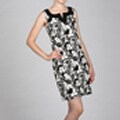 Jessica Howard Women's Black/White Split Neck Dress