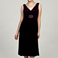 Jessica Howard Women's Sleeveless Pleated V-neck Beaded Dress