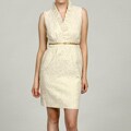Jessica Howard Women's Petite Ivory Ruffle Neck Dress
