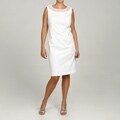 Jessica Howard Women's Plus Size White Crochet Neck Dress