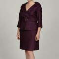 Jessica Howard Women's Plus Portrait Collar Tucked Waist Peplum Sheath Dress