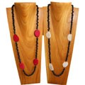 Tagua Nut and Acai Seed Bead Thin Slice Necklace (Colombia)