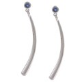 Sterling Silver Round Sapphire Dangle Earrings
