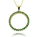 Gem Jolie Gold over Silver Emerald and Diamond Accent Circle Necklace