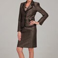 Evan Picone Women's Black/ Gold 3-button Skirt Suit
