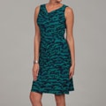 Evan Picone Women's Teal Printed Cowl Neck Dress
