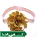 Bow Clippeez 2 Envy Tan Satin Boutique Flower Headband