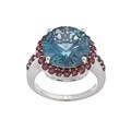 Oro Leoni Sterling Silver Blue Topaz and Rhodolite Ring (Size 7)