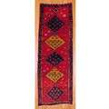 Persian Hand-knotted Red/ Navy Hamadan Wool Rug (3'6 x 10')