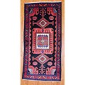 Persian Hand-knotted Black/ Rust Hamadan Wool Rug (4'7 x 9'5)