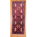 Persian Hand-knotted Navy/ Green Hamadan Wool Rug (3'8 x 9'7)