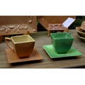 Square Terracotta Cup and Saucer (Set of 4) (Mexico)