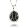 Sterling Silver 1/4ct TDW Black Diamond Oval Necklace
