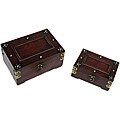 Travel Jewelry & Keepsake Box in Aged Mahogany Rectangle Chest (Set of 2)