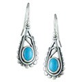 Southwest Moon Sterling Silver Turquoise Teardrop Filigree Earrings