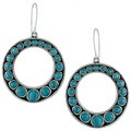 Southwest Moon Sterling Silver Turquoise Beaded Circle Earrings