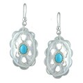 Southwest Moon Silver Carved Mother of Pearl and Turquoise Earrings