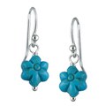 Silvermoon Sterling Silver Carved Flower Turquoise Earrings
