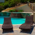Outdoor Brown Wicker Adjustable Chaise Lounge Chair (Set of 2)