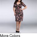 Kiyonna Retro Floral Print Satin Dress