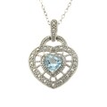 Gem Jolie Silver Blue Topaz and Diamond Accent Heart Necklace