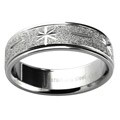 Stainless Steel Women's Diamond-Cut Starburst Wedding-style Band