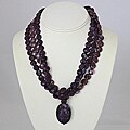 Sterling Silver Triple Strand Lapidolite Drop Necklace (USA)