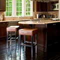 Hazlenut Leather Backless Barstools (Set of 2)