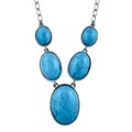 Silvermoon Sterling Silver Graduated Oval Turquoise Cabochon Necklace