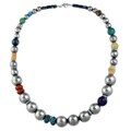 Silvermoon Sterling Silver Multi-gemstone Antiqued Bead Necklace