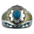 Silvermoon Sterling Silver and Bronze Turquoise Flower Ring