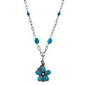 Southwest Moon Sterling Silver Turquoise Flower Necklace