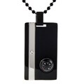 Stainless Steel Cubic Zirconia and Compass Dog Tag Necklace