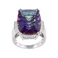 Oro Leoni Sterling Silver Mystic Blue Topaz and Diamond Ring (Size 7)