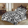 Black and White Flowered King-size Duvet Cover Set (India)