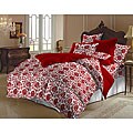 Red and White Flower Brocade King-size Duvet Cover Set (India)