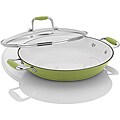 Fagor Lemon Lime Enameled Cast Iron Lite 12-inch Chef's Pan with Glass Lid