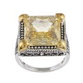 MARC 14k Gold and Silver Yellow Cubic Zirconia and Marcasite Ring