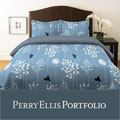 Perry Ellis Asian Lilly Blue Full/ Queen-size 3-piece Duvet Cover Set