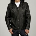 Izod Men's Faux Leather with Fleece Zip-out Jacket