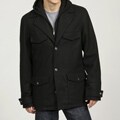 Collezione Men's Wool-blend Zip-out Fleece Hooded Coat