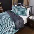Aqua/ Black Houndstooth Full/ Queen-size Comforter Set