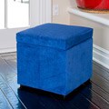 Square Blue Cube Storage Ottoman