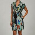 Marc New York Women's Drawstring Waist Surplice Neck Dress