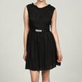Marc New York Women's Black Pleated Belted Dress