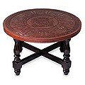 Cedar and Leather 'Cycles' Table (Peru)